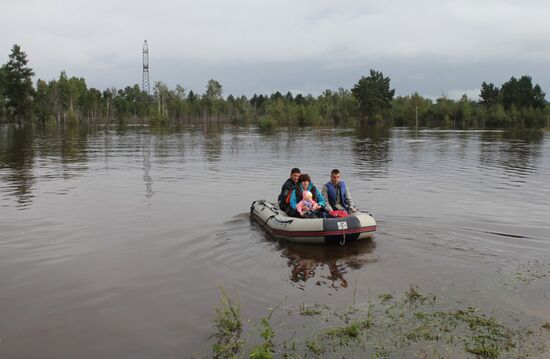 Flood damage in Amur Region inspected from air