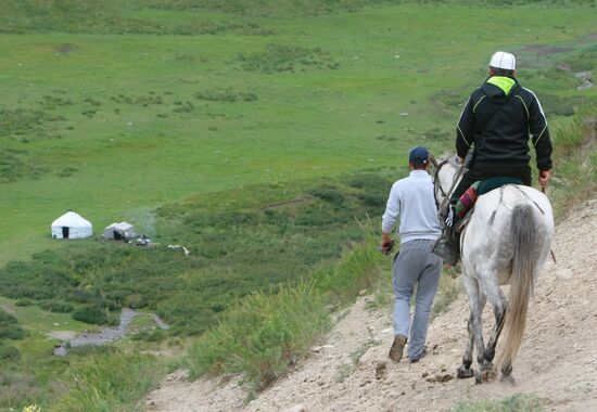 Mountain pasture in Suusamyr Valley