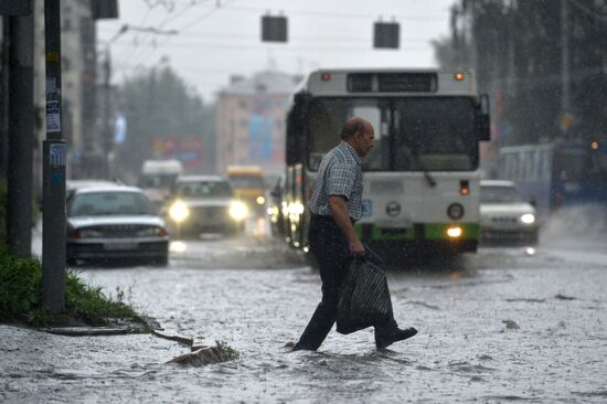 Heavy rain in Omsk