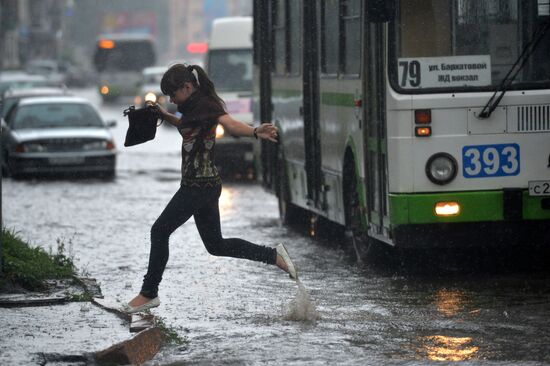 Heavy rain in Omsk