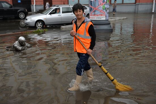 Heavy rain in Omsk