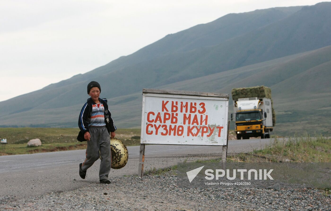 Mountain pasture in Suusamyr Valley