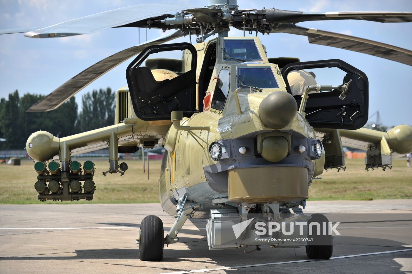 A Mi-28UB helicopter before the first demonstration flight at the Rostvertol flight-test base in Rostov-on-Don. Location: Russia, Rostov-on-Don. Author: Sergey Pivovarov/Sputnik. First demonstration flight of Mi-28UB helicopter