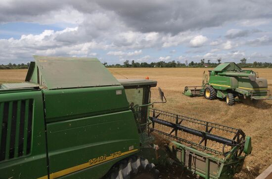 Harvesting barley in Kaliningrad Region