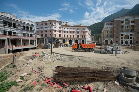 Construction of Olympic media village of Gorki Gorod