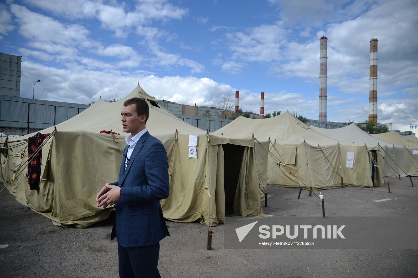 Mikhail Degtyarev visits camp for illegal migrants