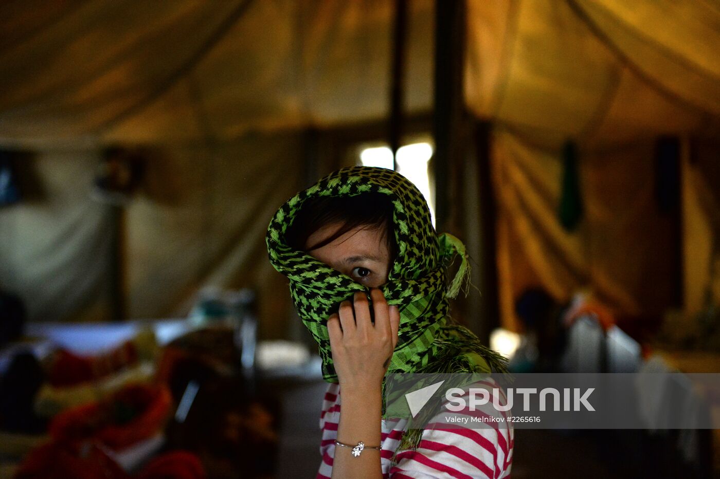 Tent camp for migrants in Golyanovo