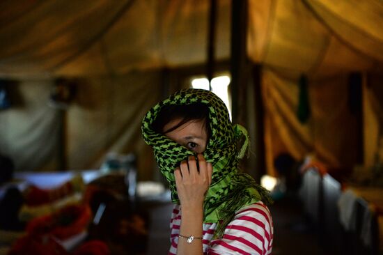 Tent camp for migrants in Golyanovo