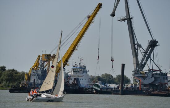 Sunken passenger ship lifted from Irtysh River