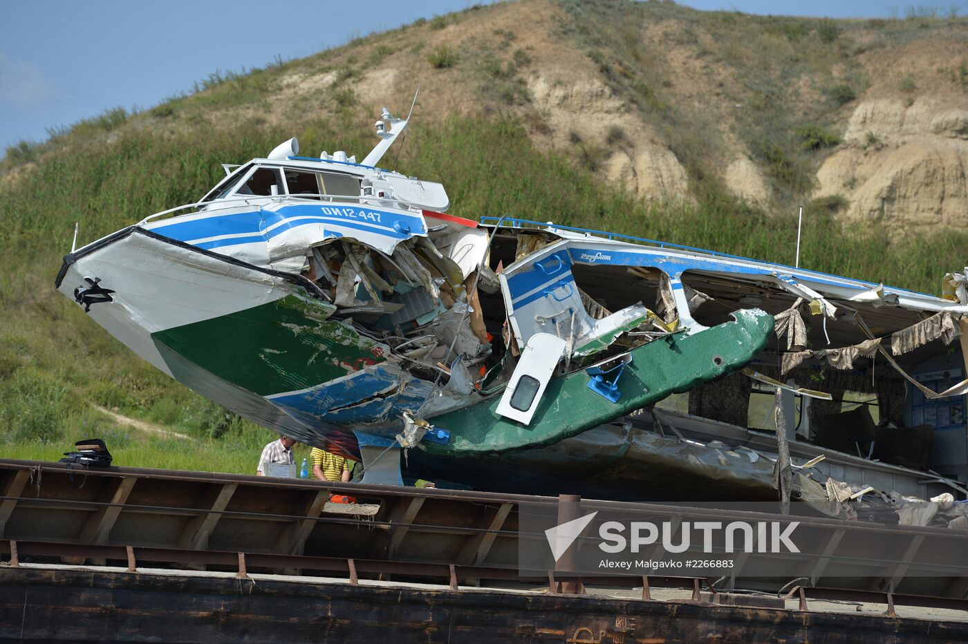 Sunken passenger ship lifted from Irtysh River