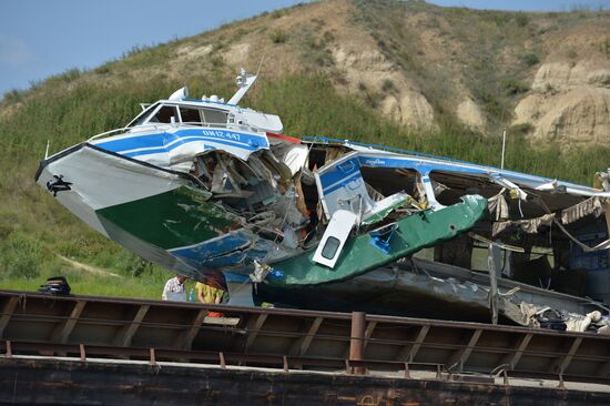 Sunken passenger ship lifted from Irtysh River