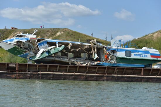 Sunken passenger ship lifted from Irtysh River