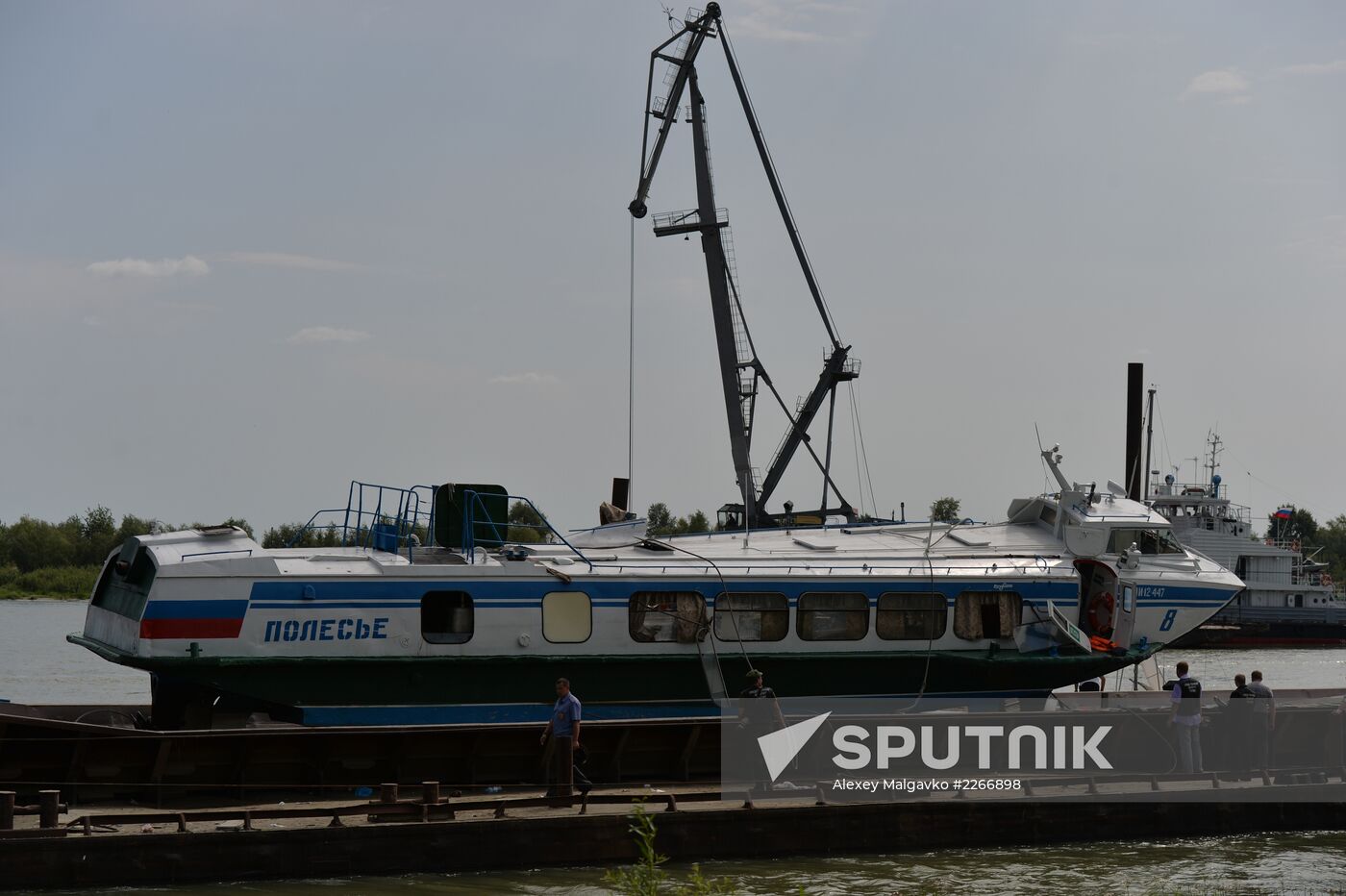 Sunken passenger ship lifted from Irtysh River