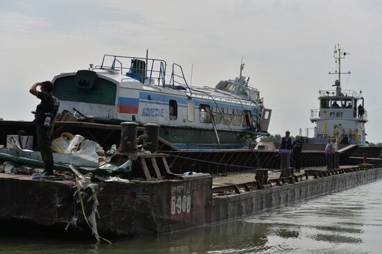 Sunken passenger ship lifted from Irtysh River