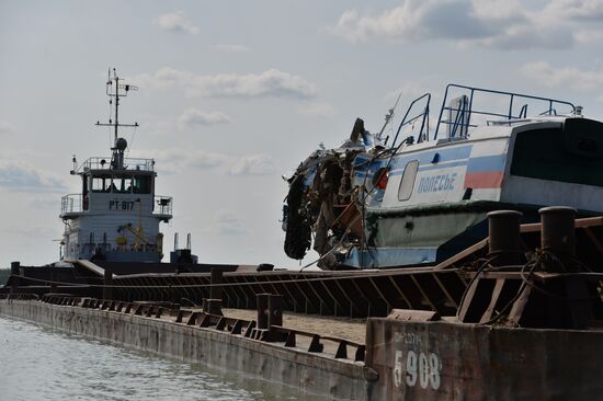 Sunken passenger ship lifted from Irtysh River