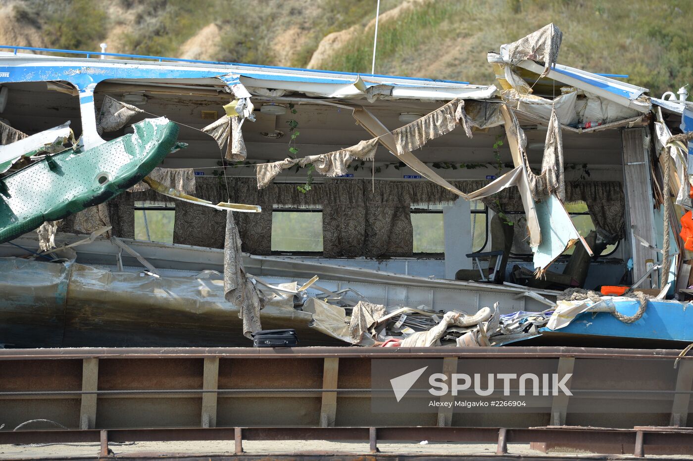 Sunken passenger ship lifted from Irtysh River