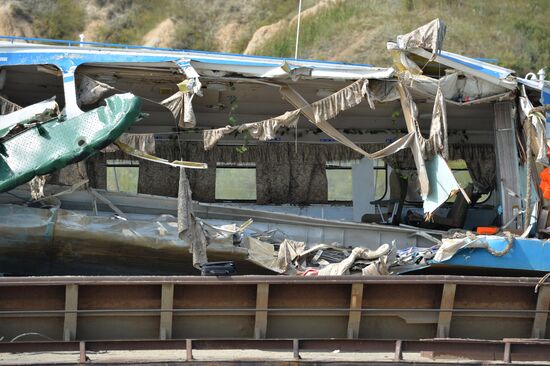 Sunken passenger ship lifted from Irtysh River