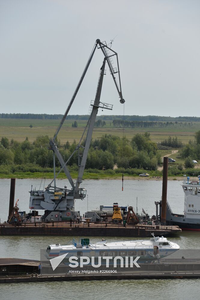 Sunken passenger ship lifted from Irtysh River