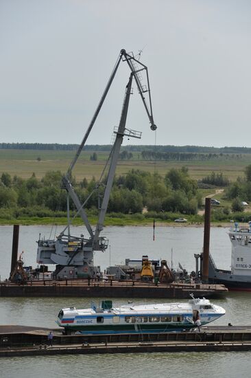 Sunken passenger ship lifted from Irtysh River