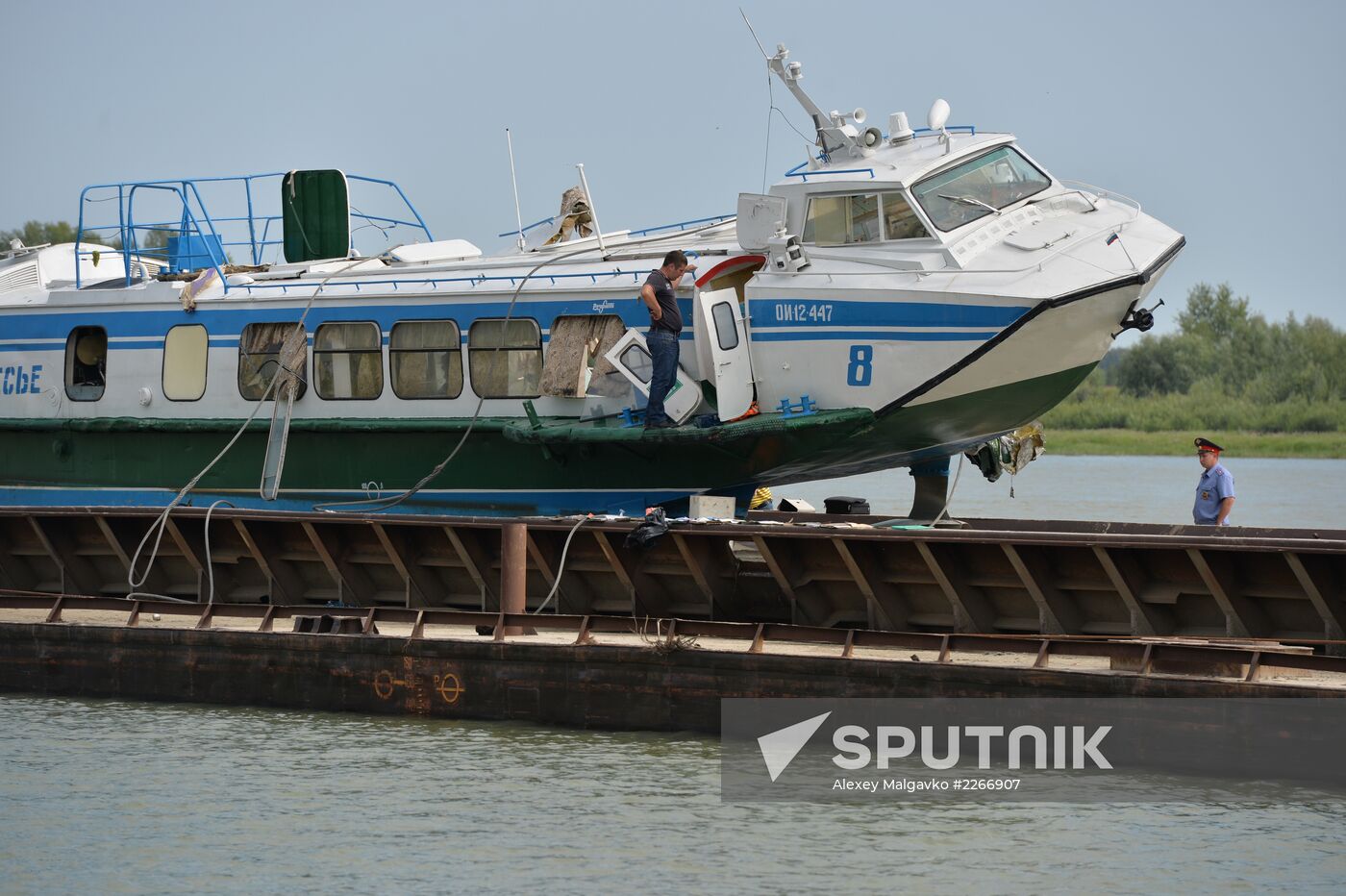 Sunken passenger ship lifted from Irtysh River