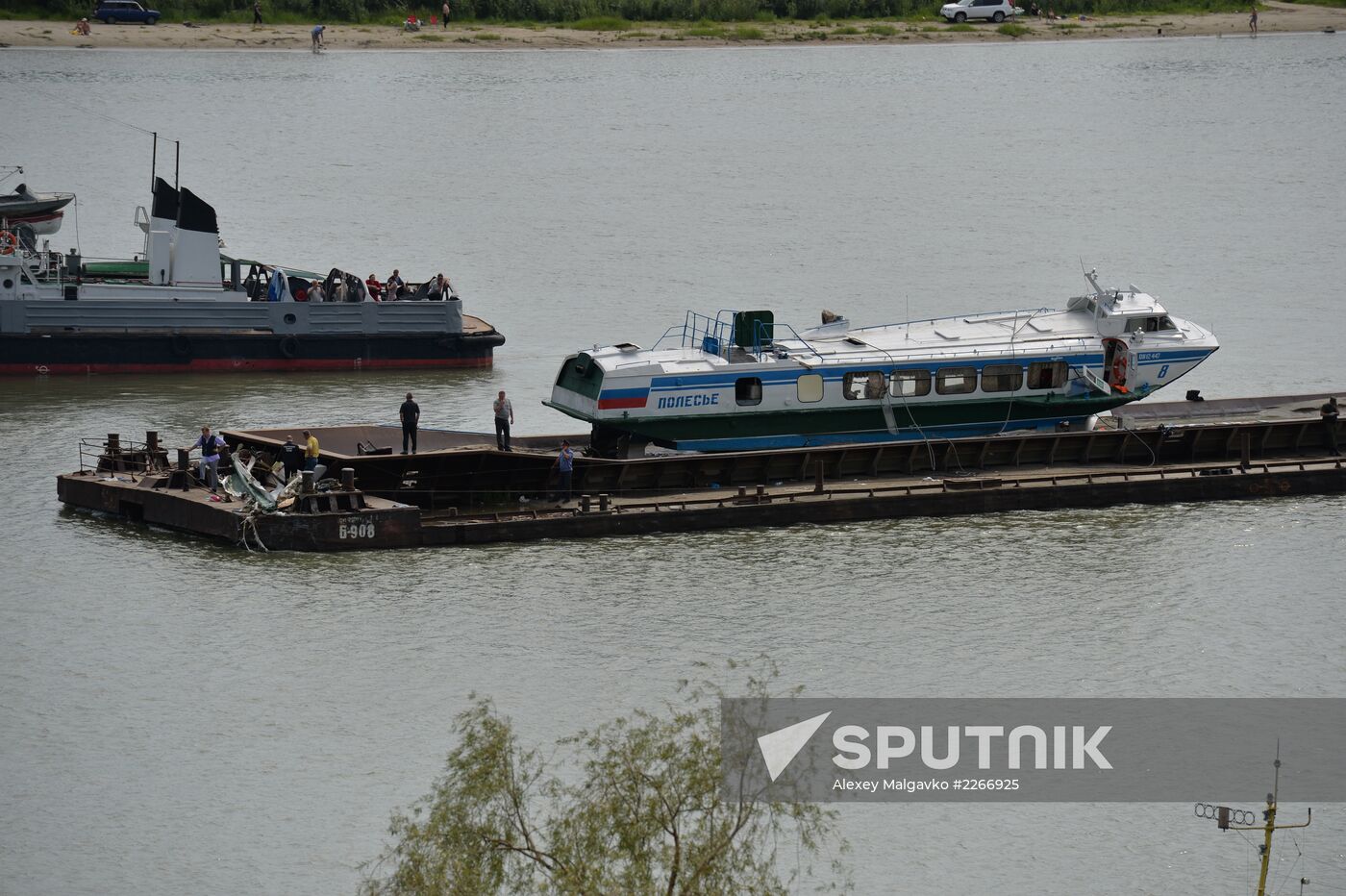 Sunken passenger ship lifted from Irtysh River