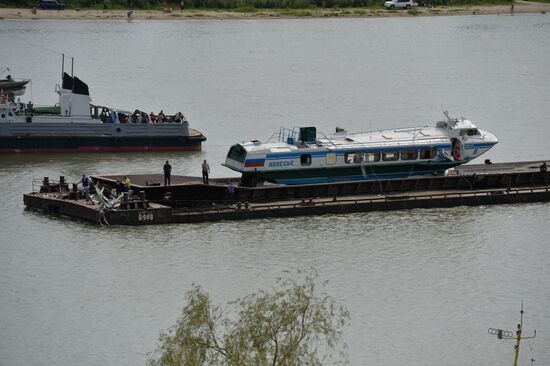 Sunken passenger ship lifted from Irtysh River