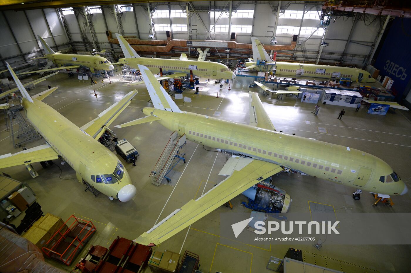 Assembly of Sukhoi Superjet airliners in Komsomolsk-on-Amur