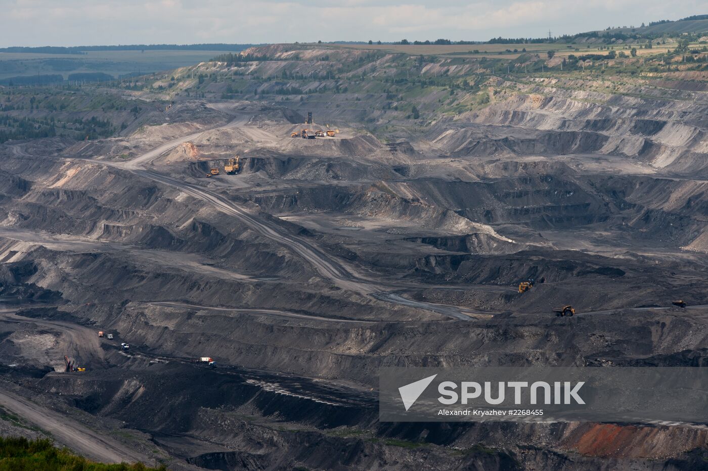 Mining coal at Bachatsky coal strip mine