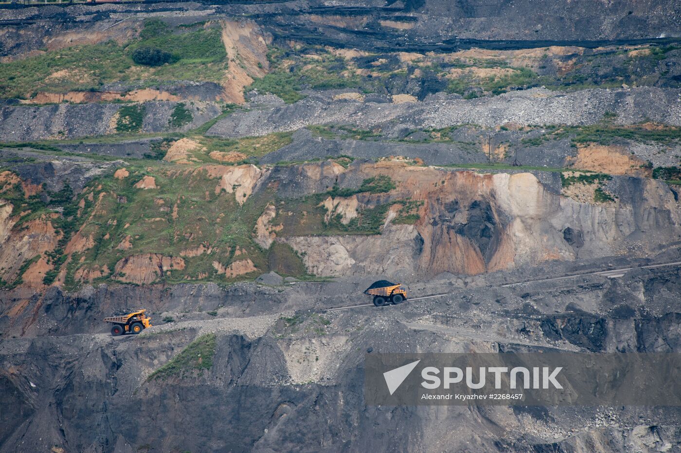 Mining coal at Bachatsky coal strip mine
