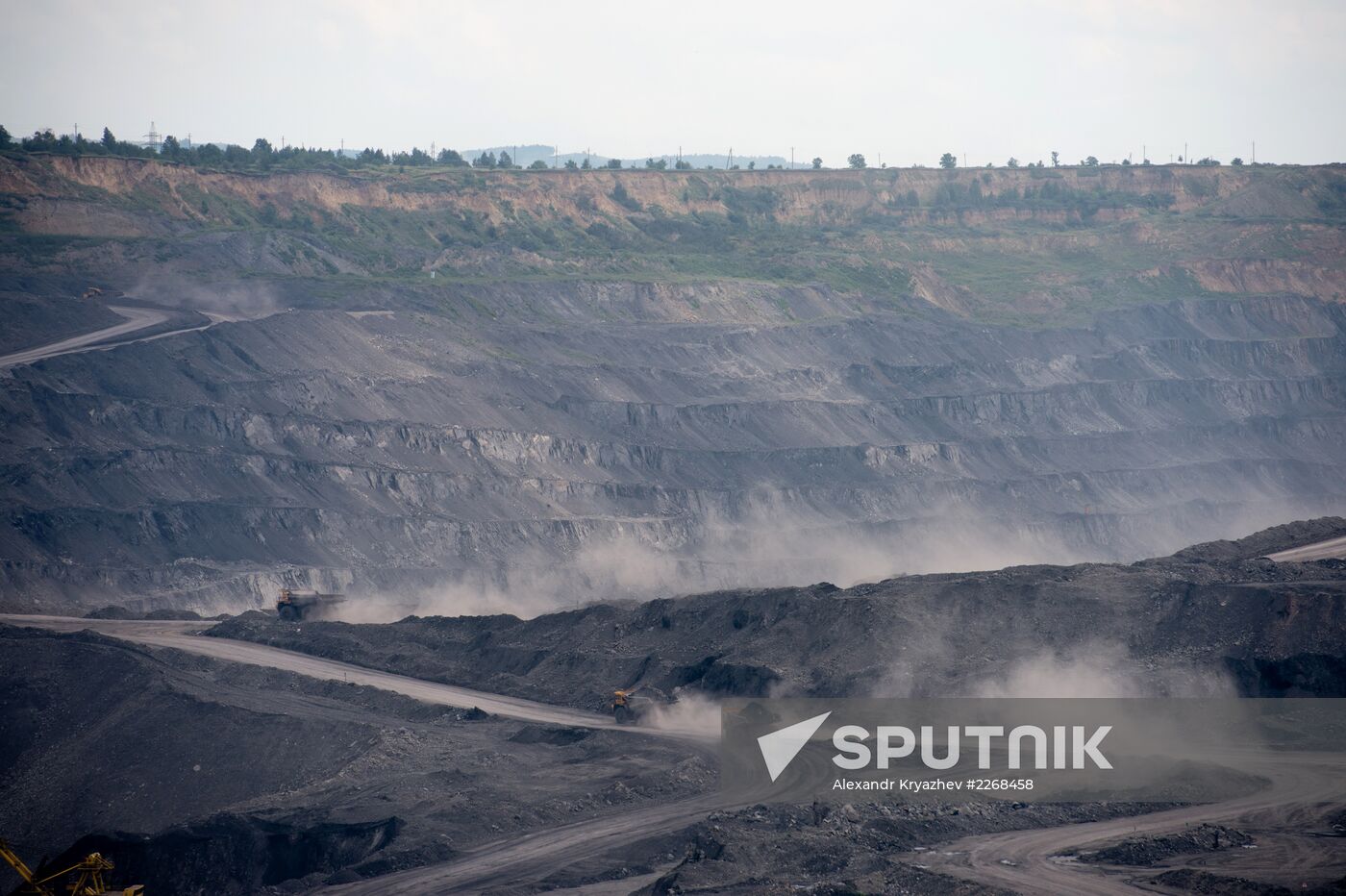 Mining coal at Bachatsky coal strip mine