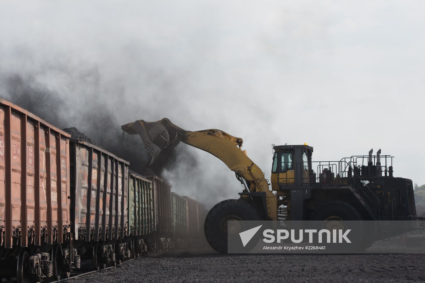 Mining coal at Bachatsky coal strip mine