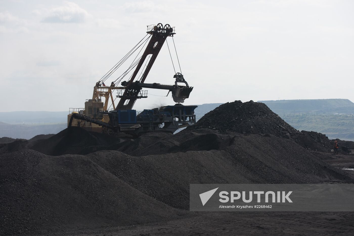 Mining coal at Bachatsky coal strip mine