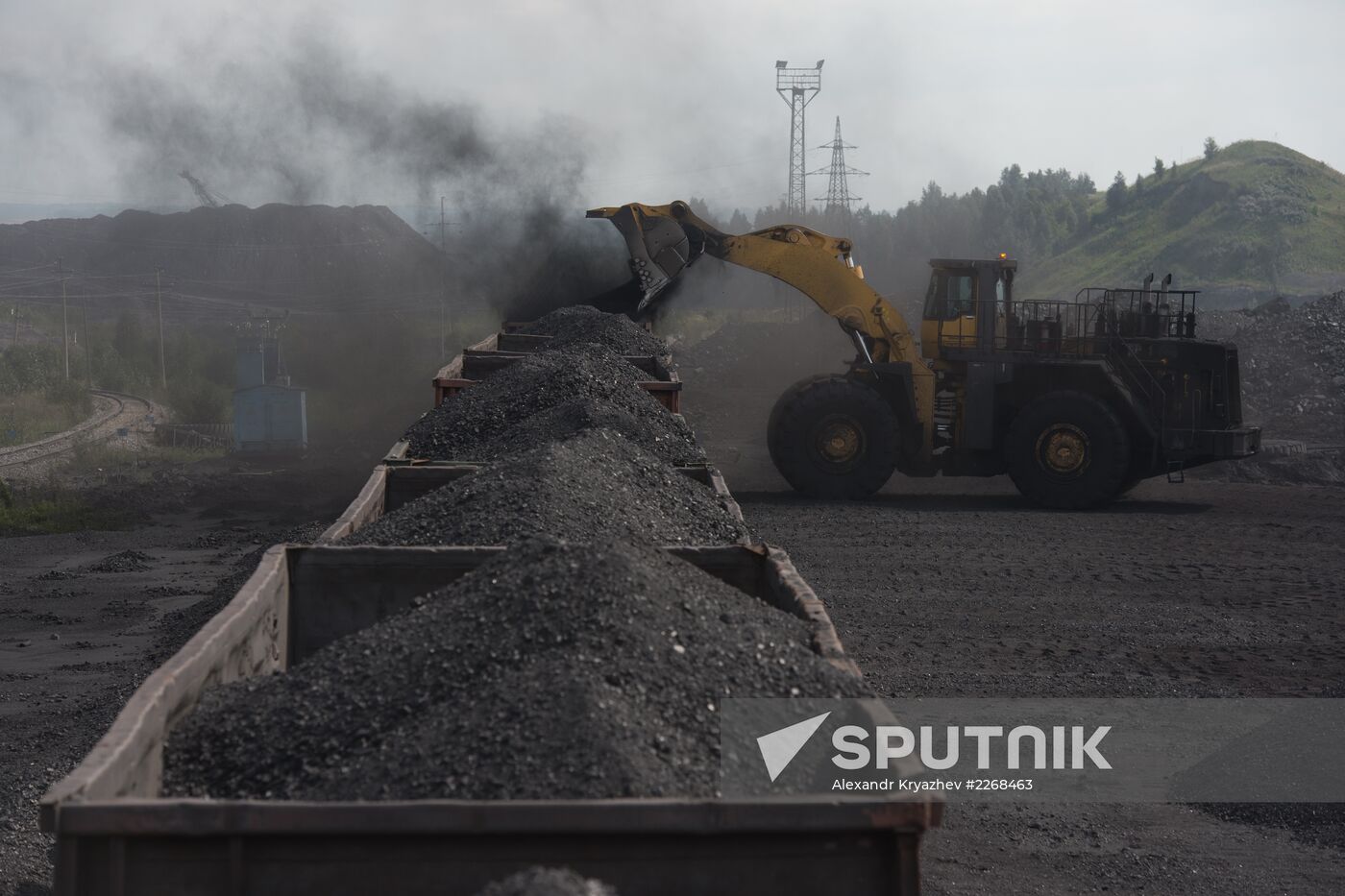 Mining coal at Bachatsky coal strip mine