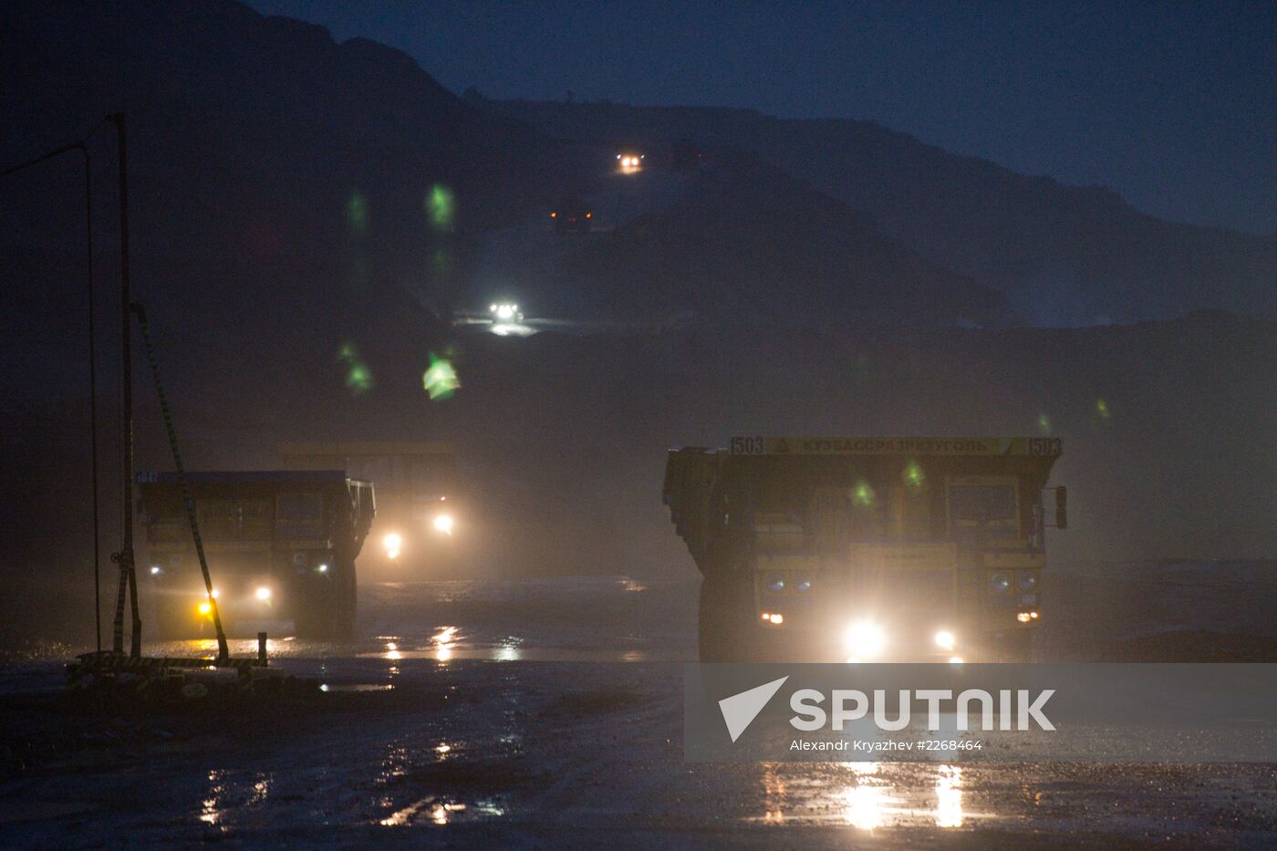 Mining coal at Bachatsky coal strip mine