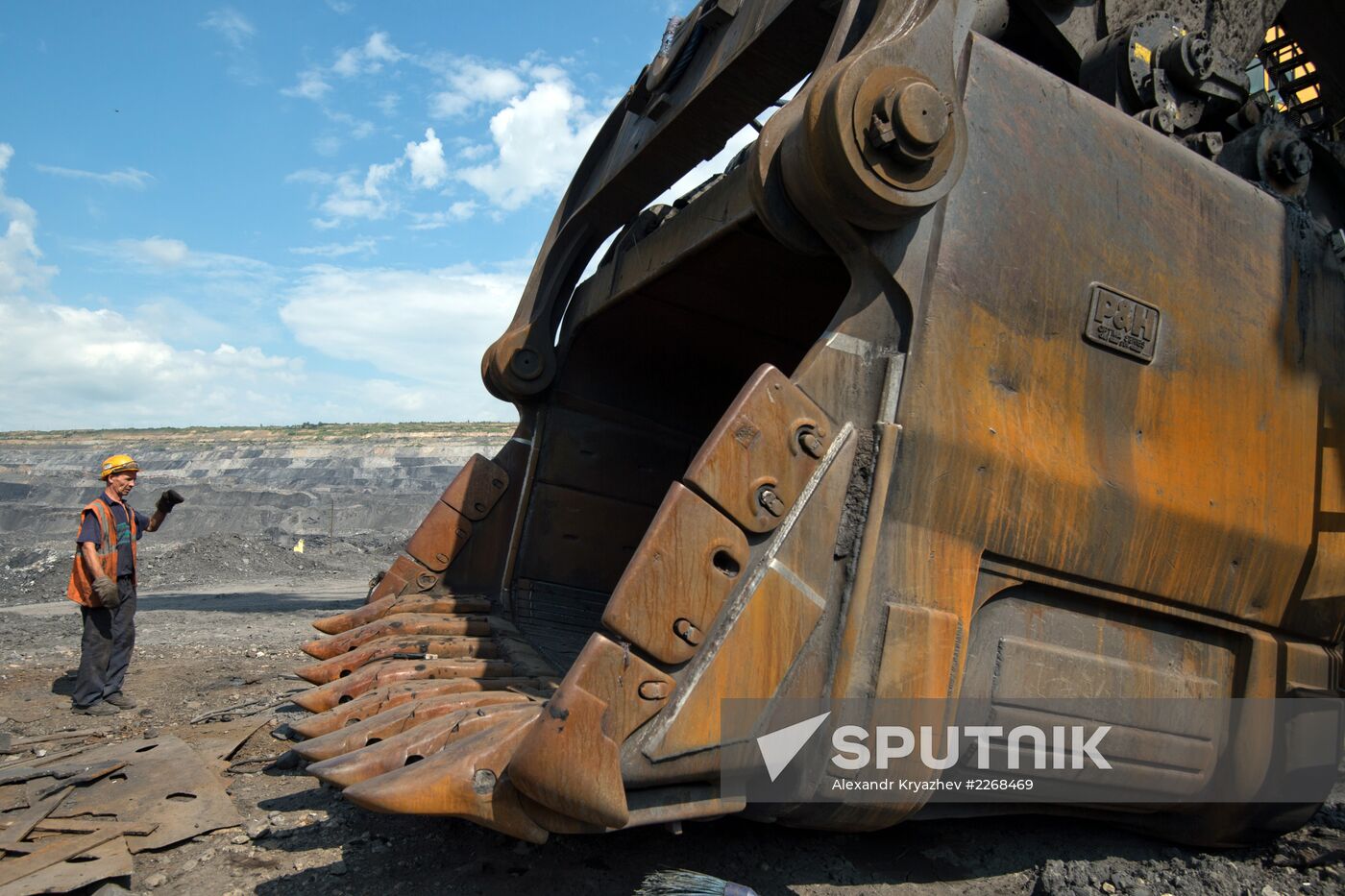 Mining coal at Bachatsky coal strip mine