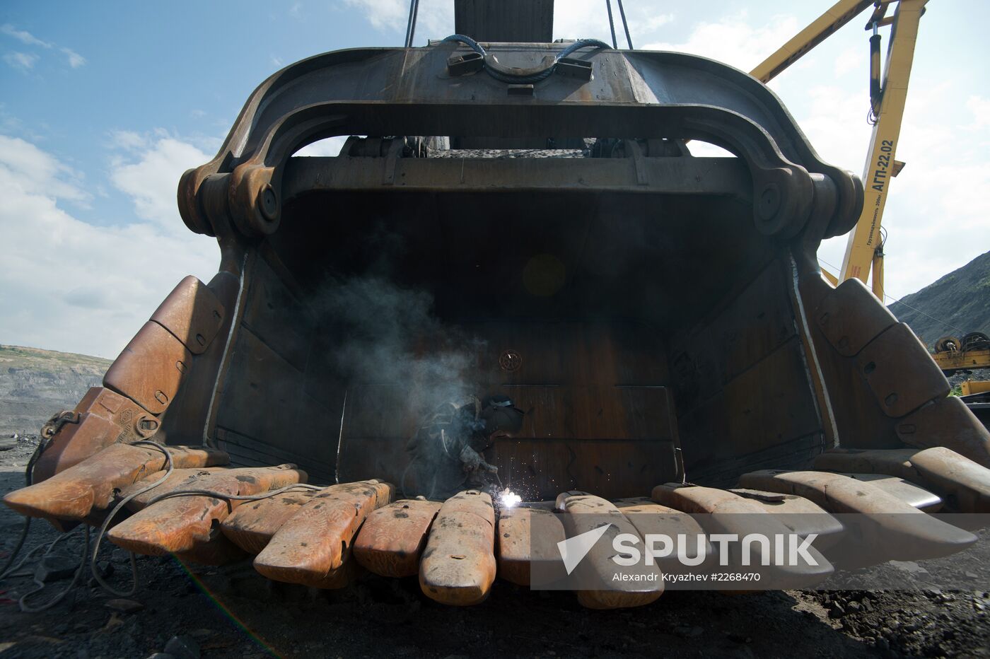 Mining coal at Bachatsky coal strip mine
