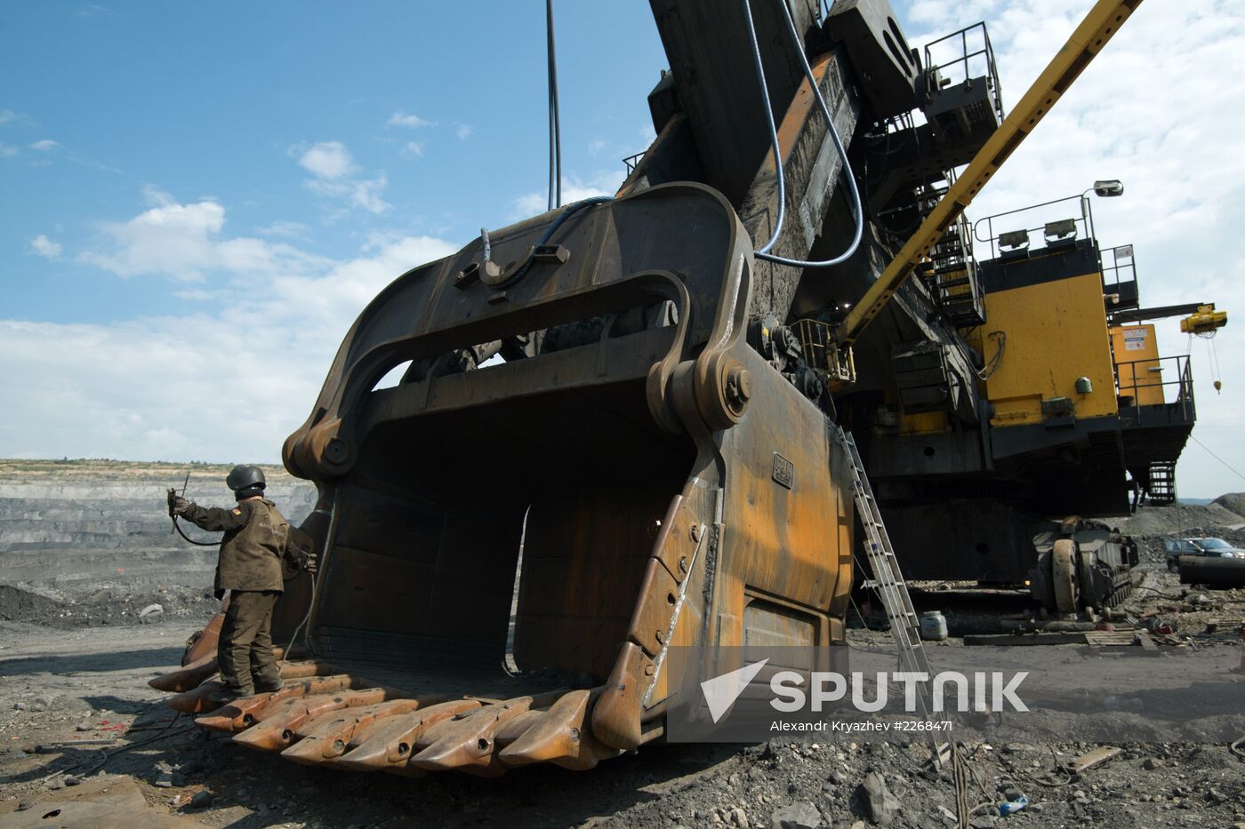 Mining coal at Bachatsky coal strip mine