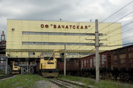 Mining coal at Bachatsky coal strip mine