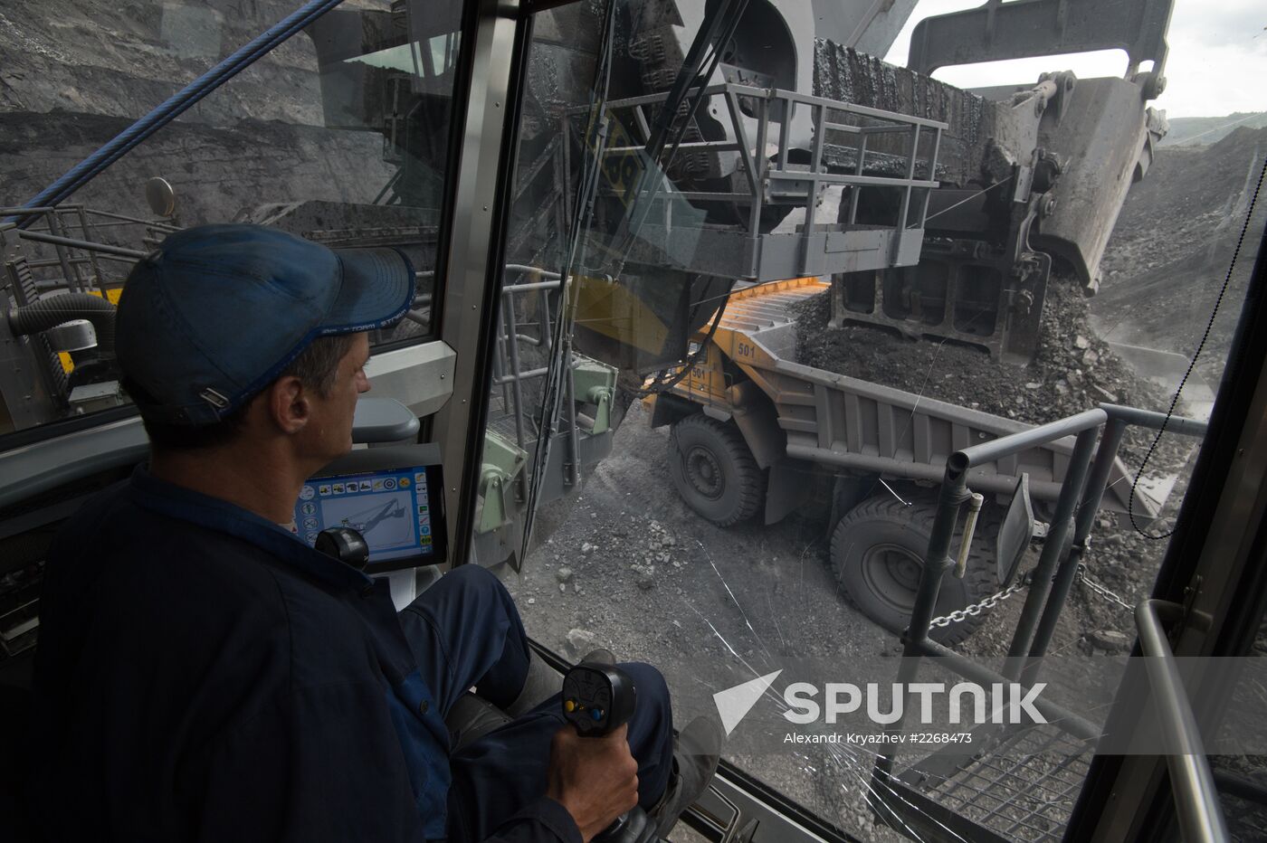 Mining coal at Bachatsky coal strip mine
