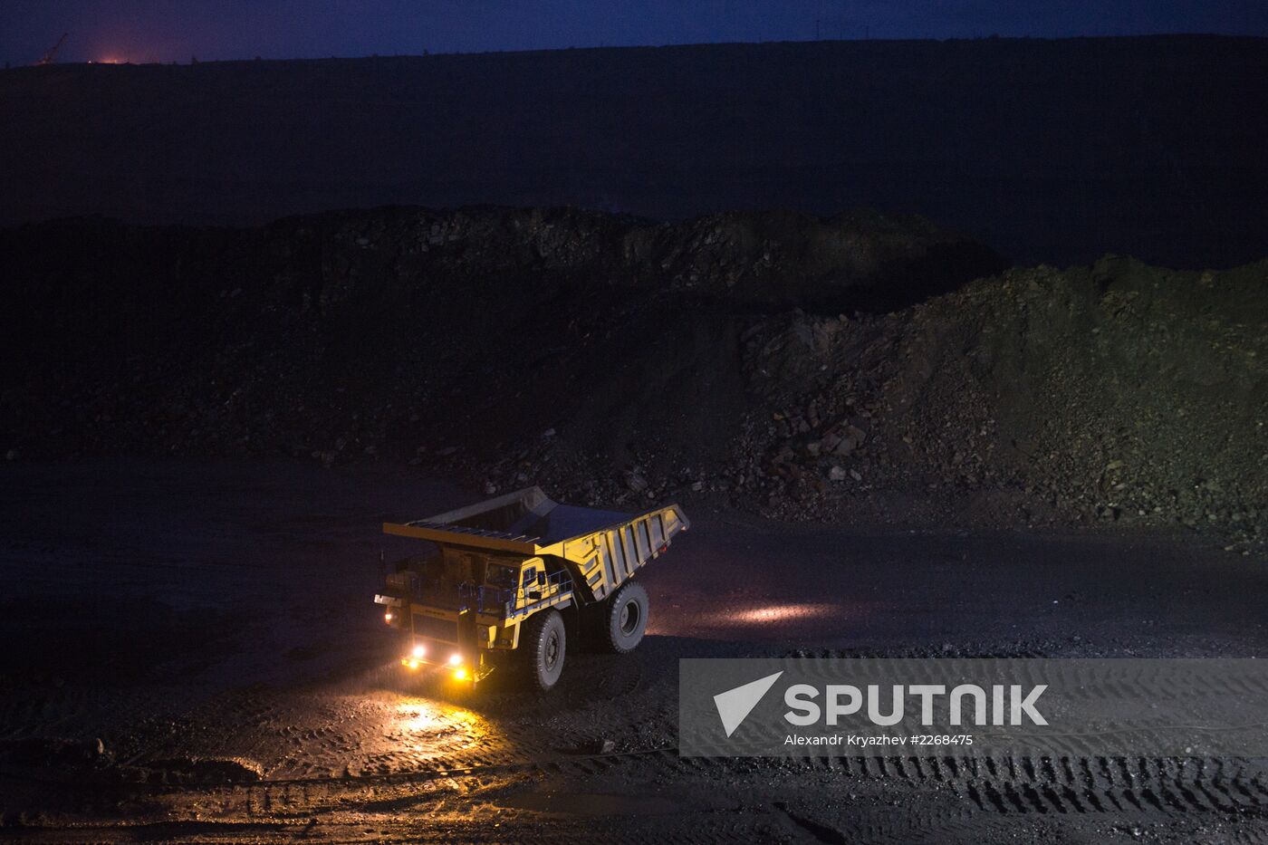 Mining coal at Bachatsky coal strip mine