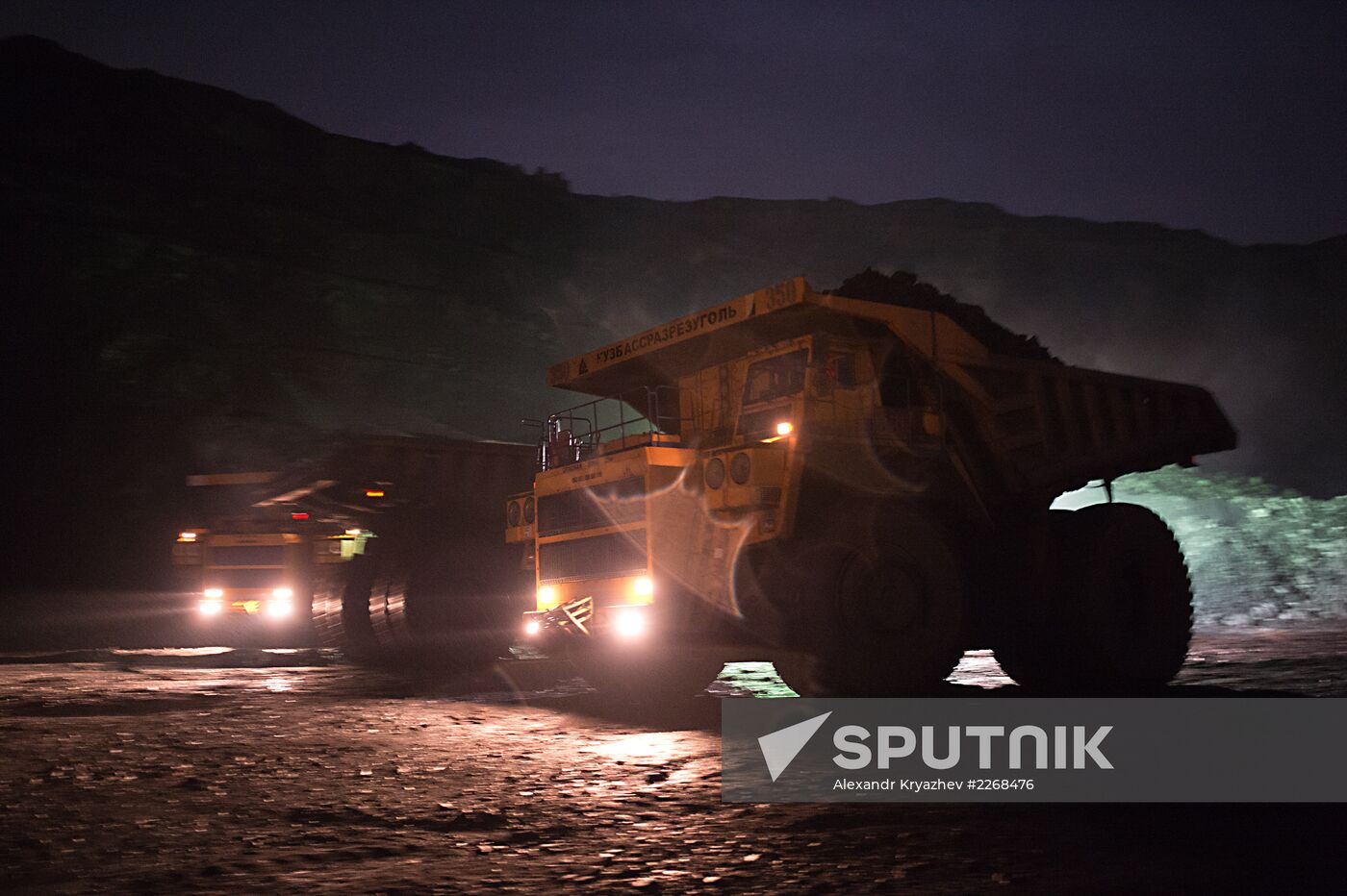 Mining coal at Bachatsky coal strip mine