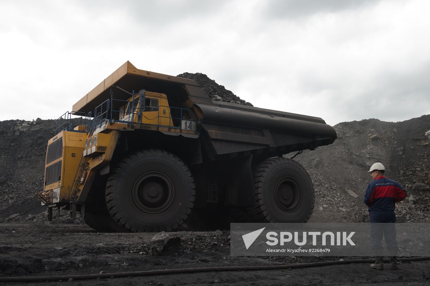 Mining coal at Bachatsky coal strip mine