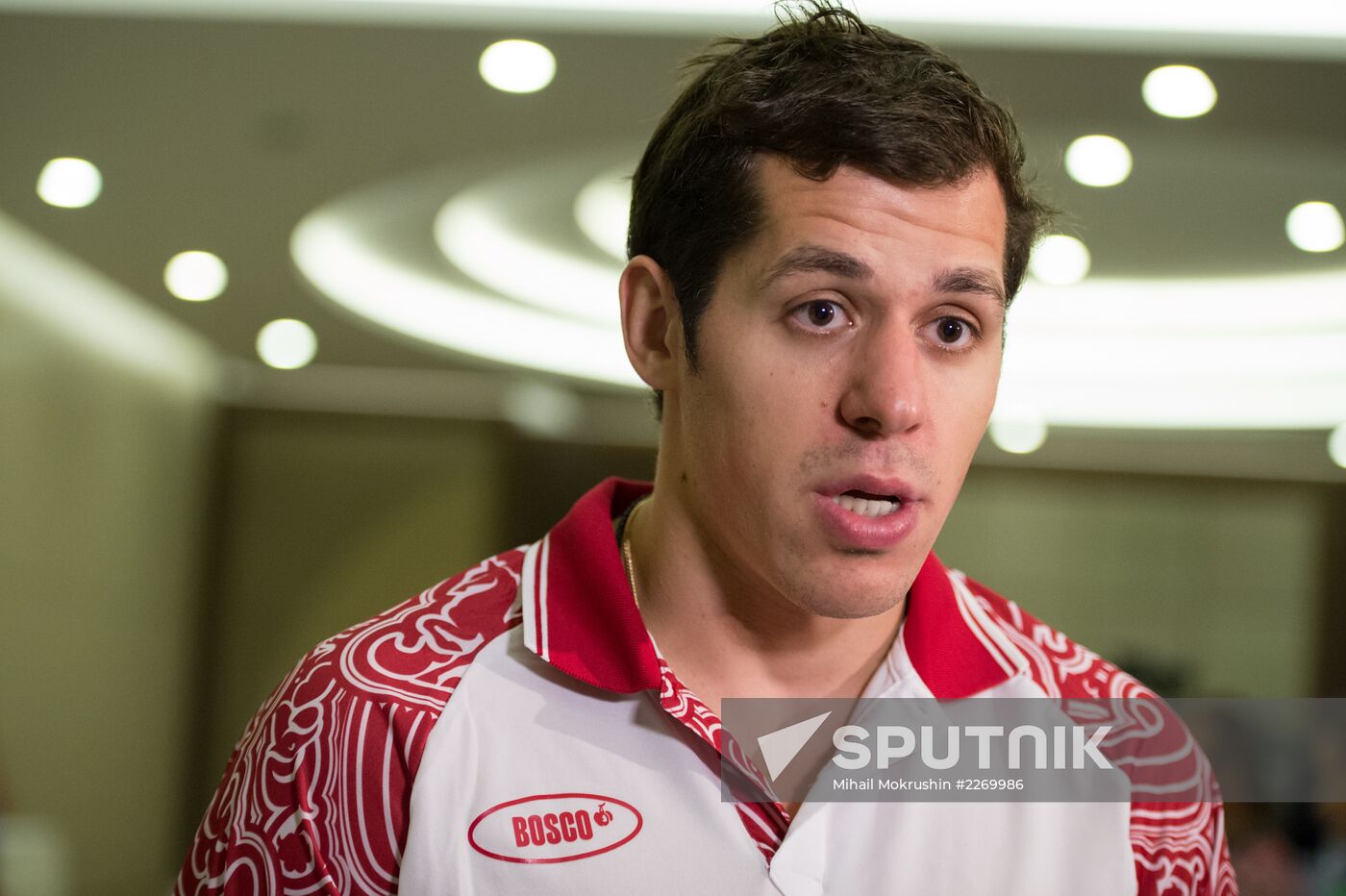 Hockey. News conference with Russian national men's team