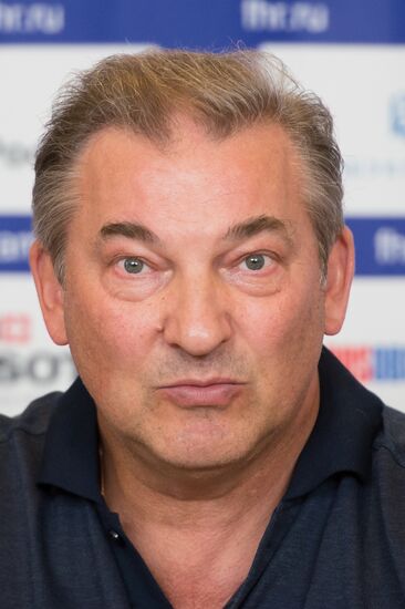 Hockey. News conference with Russian national men's team