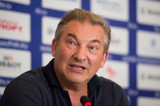 Hockey. News conference with Russian national men's team
