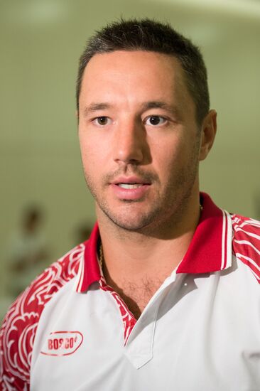 Hockey. News conference with Russian national men's team