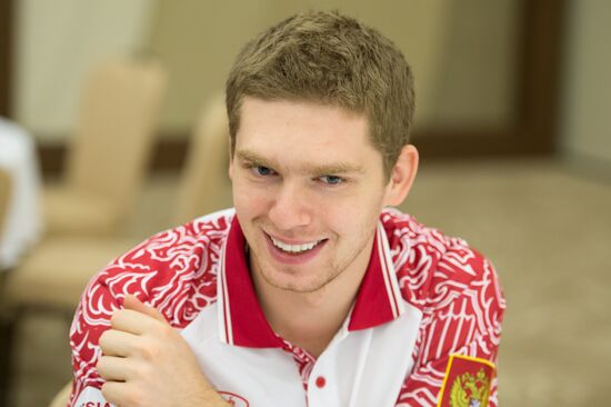 Hockey. News conference with Russian national men's team