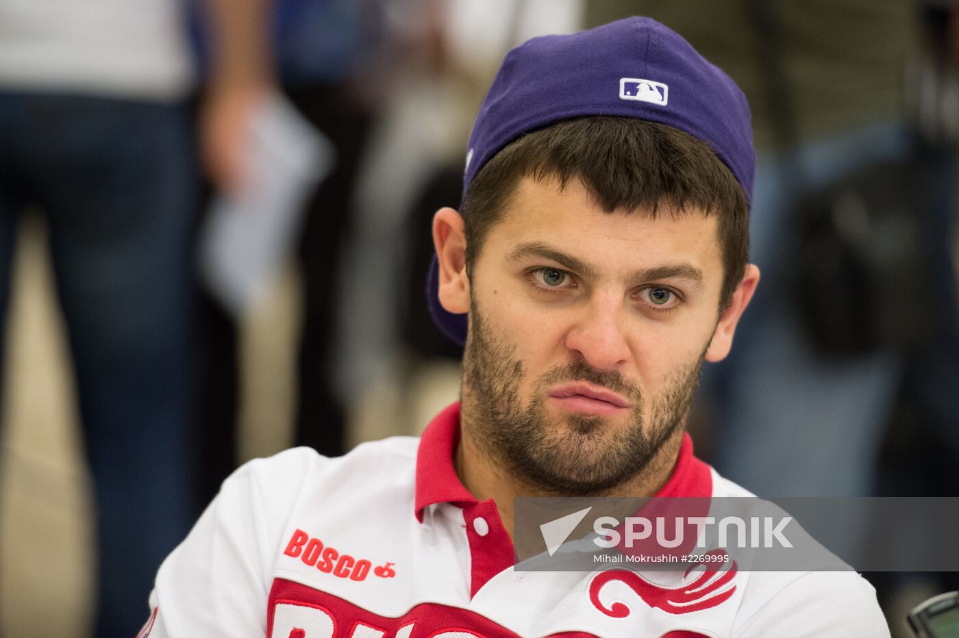Hockey. News conference with Russian national men's team