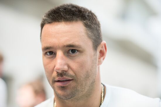 Hockey. News conference with Russian national men's team