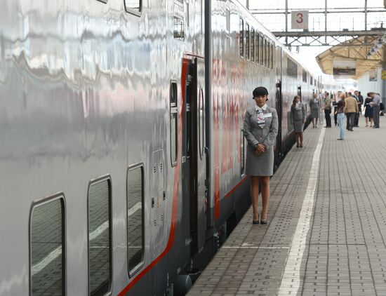 Presentation of two-story long-distance train